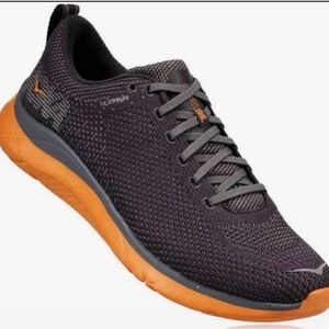 Hoka Charcoal and Tangerine Running Shoes